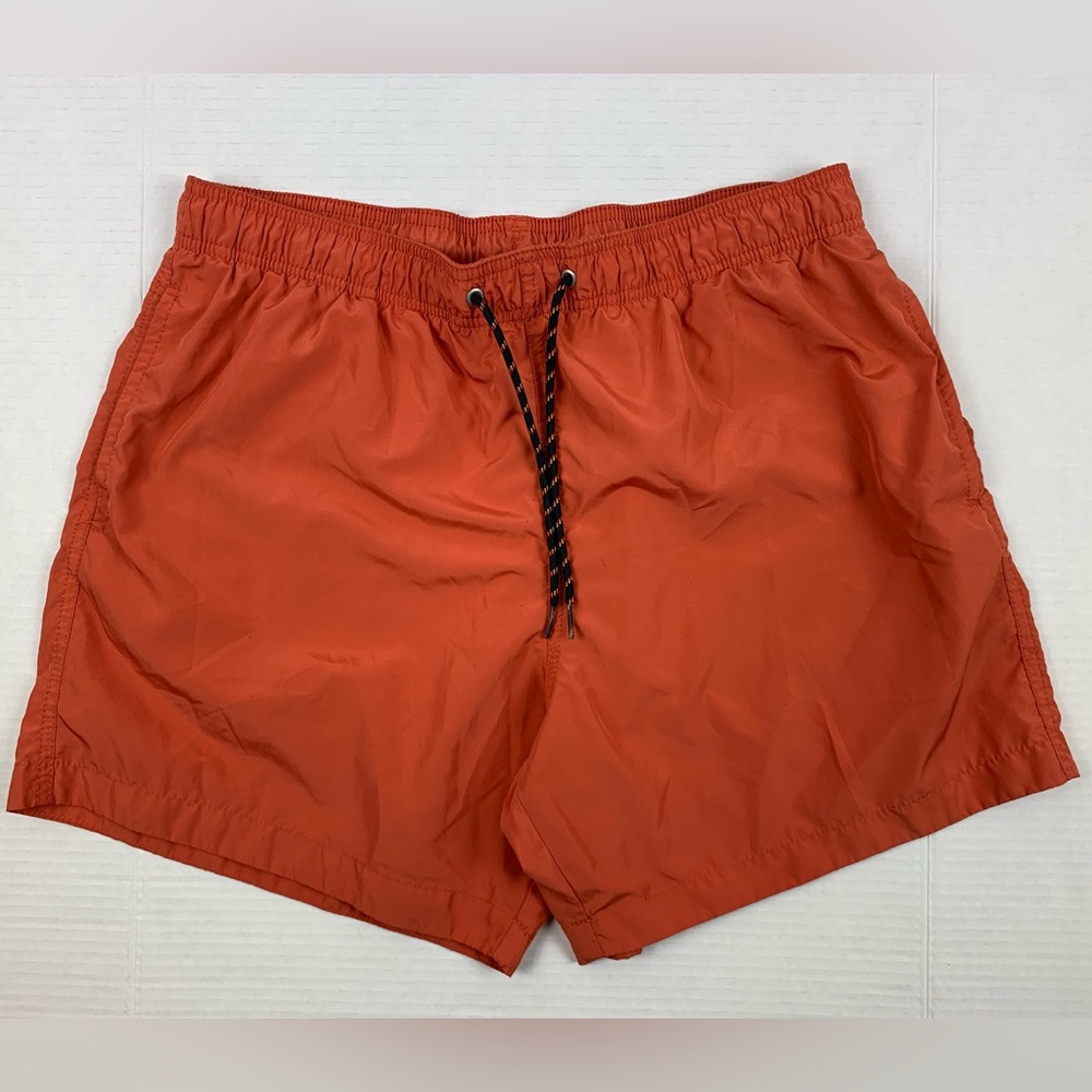 H&M Orange Shorts Mens Sz L Surf Swim Beach Drawstring Elastic Waist.